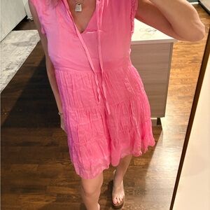 Elegant Pink Ruffled Mini Dress